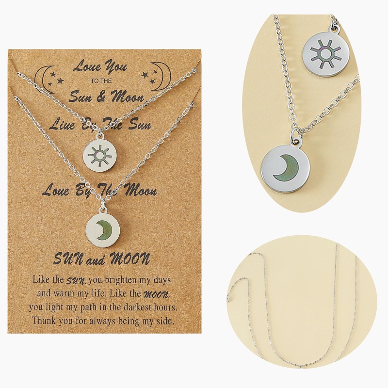 Vòng cổ Tình Bạn Mặt Trăng Và Mặt Trời Bằng Thép Không Gỉ