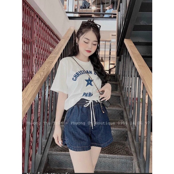 Quần Short Jeans thêu sườn DIOR hàng Quảng Châu cao cấp NAMISA QS15