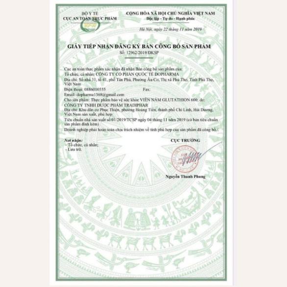 GLUTATHIONE 1000 viên uống trắng da giảm nám mờ nhăn chống lão hoá