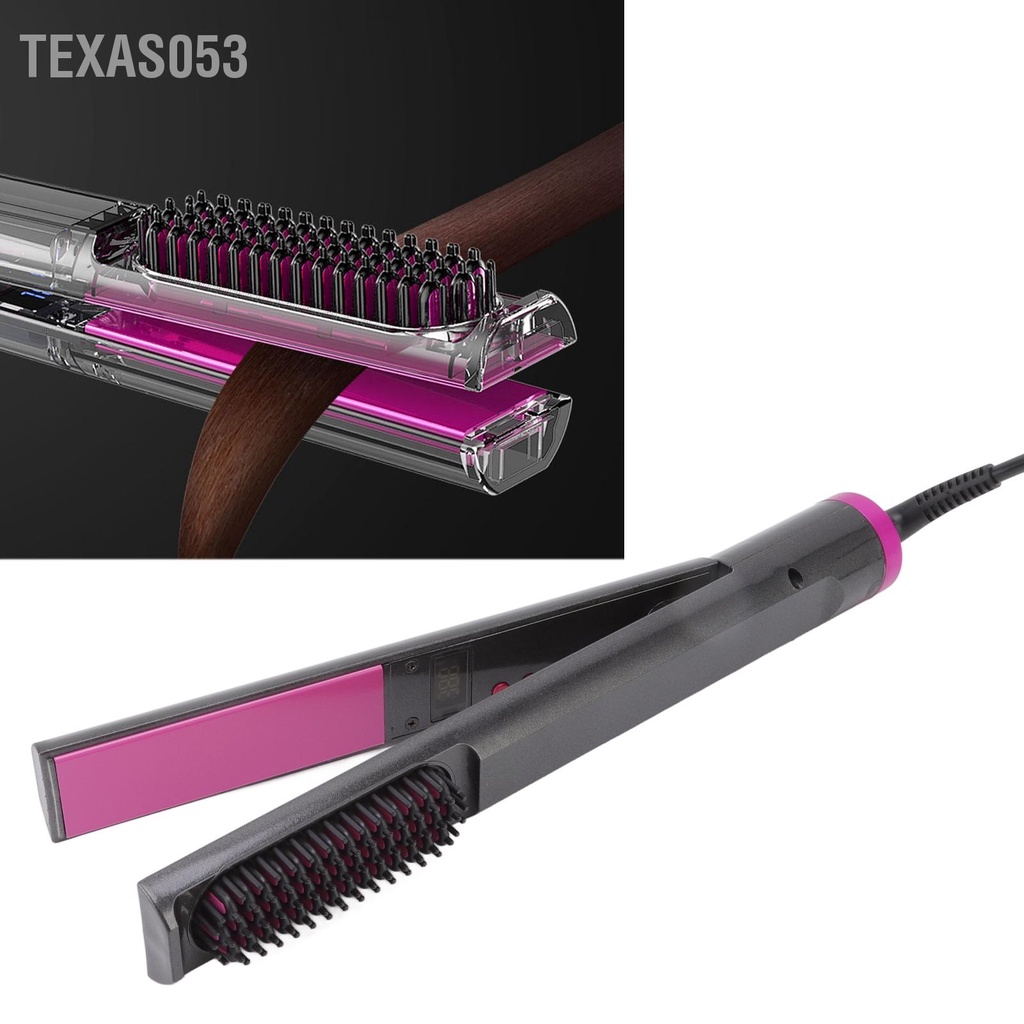 Texas053 Máy Duỗi Tóc 3 trong 1 Có Lược Điện Tạo Kiểu Đa Năng Bàn ủi Chống Da Đầu Mượt 110‑240V