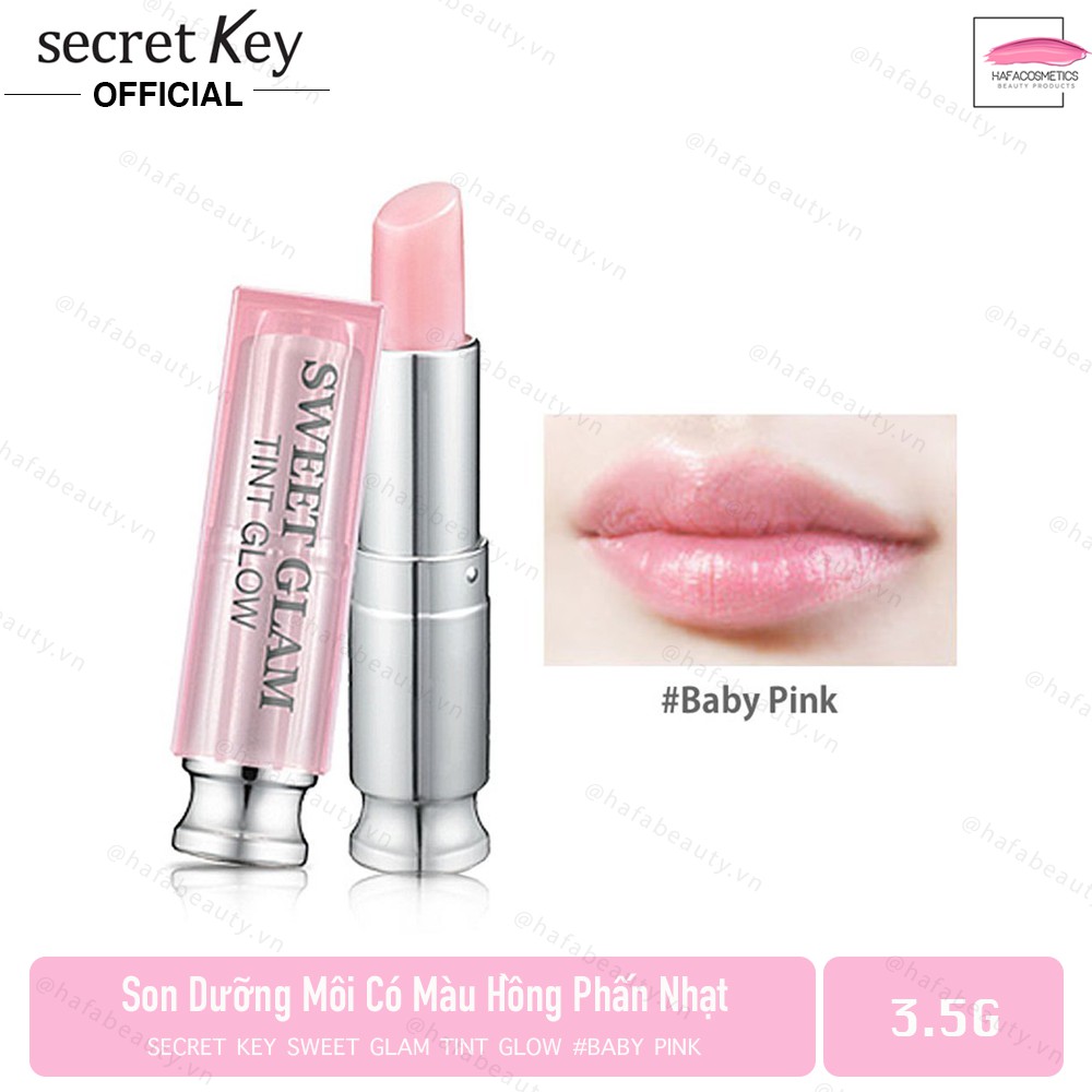 Son dưỡng môi có màu Secret Key Sweet Glam Tint Glow 3.5g Baby Pink (Hồng nhạt) _ Secret Key Chính Hãng