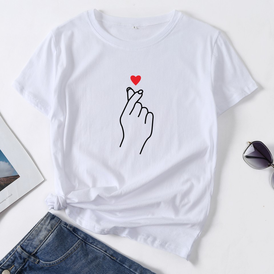 Áo thun nữ ZXYOUPING tay ngắn cổ tròn in họa tiết đơn giản thời trang mùa hè phong cách Hàn Quốc