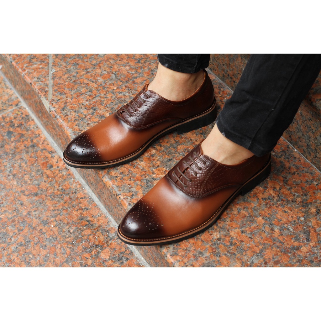 (SALE OFF) - BST Giày Tây Oxford - GIày Công Sở - Da Bò Nhập Khẩu 100%. Bảo Hành Chính Hãng 12 tháng