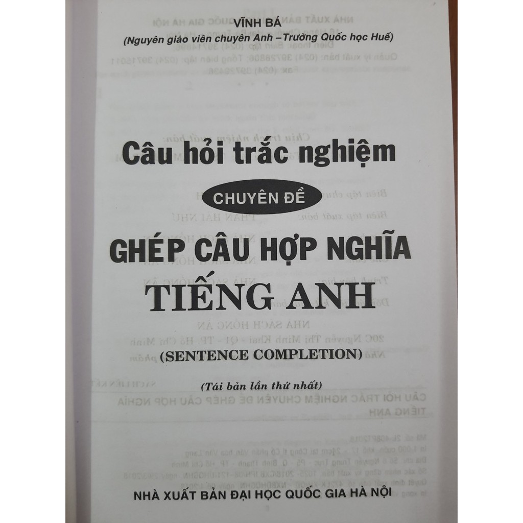 Sách - Câu hỏi trắc nghiệm chuyên đề Ghép câu hợp nghĩa Tiếng Anh