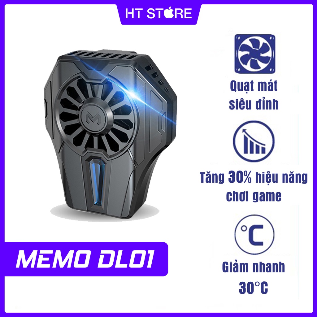 Quạt tản nhiệt điện thoại MEMO DL05, DL01, FL01 - Siêu lạnh, Đèn LED RGB, Kẹp thu vào 2 chiều