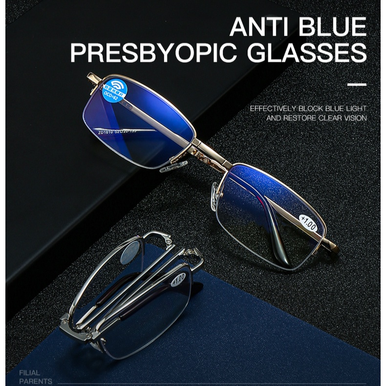 Kính Đọc Sách Gọng Kim Loại Chống Ánh Sáng Xanh