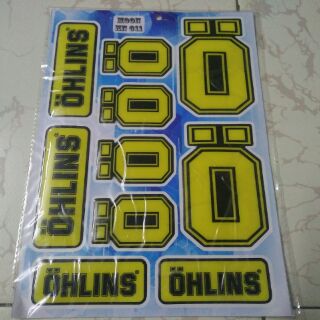 Bộ tem nổi Ohlins nền xanh