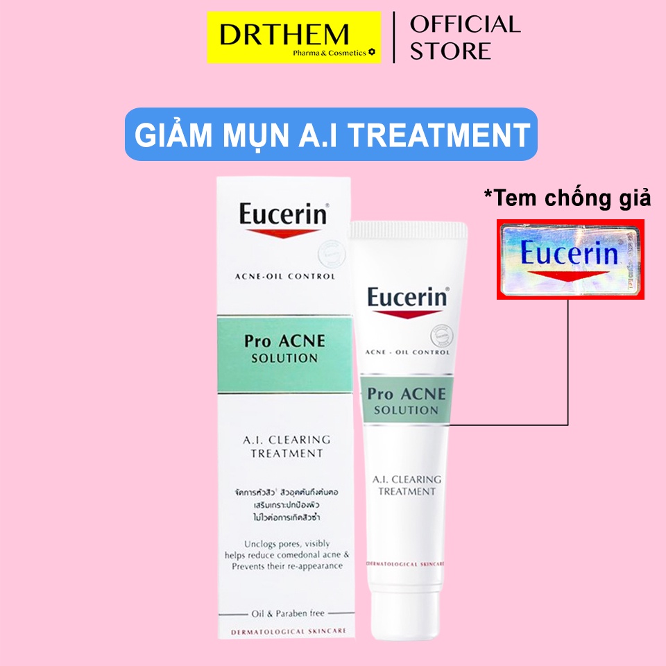 Kem Giảm Mụn và Nhờn Eucerin Pro Acne A.I Clearing Treatment 40ml - Mờ Vết Thâm, Tái Tạo Da, Tinh Chất