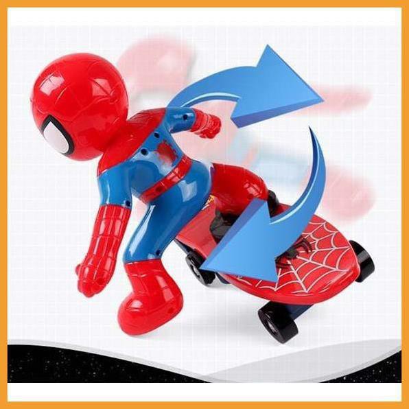 Đồ chơi ⚡️𝗙𝗥𝗘𝗘𝗦𝗛𝗜𝗣⚡️ Đồ chơi cho bé hình người nhện trượt ván sử dụng pin, có đèn nhạc, ván trượt xoay 360 độ 5.