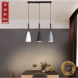 Bộ đèn thả 3 bàn ăn hiện đại T012 , đèn chuôi gỗ cao cấp kèm bóng