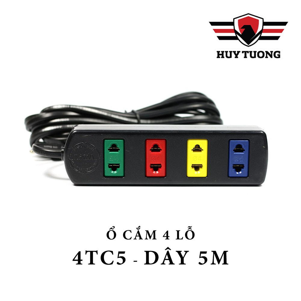 Ổ cắm điện LIOA 🚚 FREESHIP 🚚 Ổ cắm điện LIOA 4 lỗ có công tắc, dây dài 3m/5m 1000W - Huy Tưởng