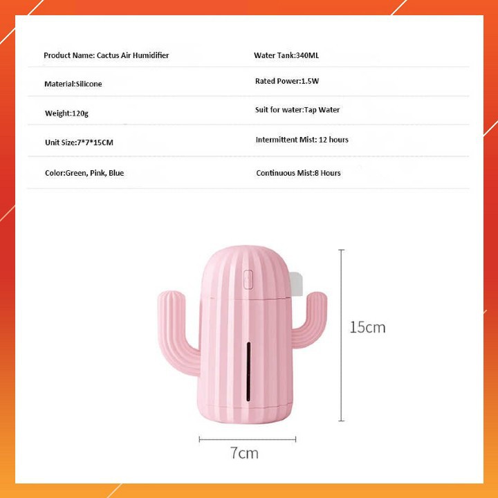 Máy phun sương tạo ẩm mini hình cây xương rồng
