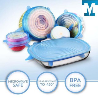 Bộ 6 miếng màng bọc thực phẩm silicon co giãn