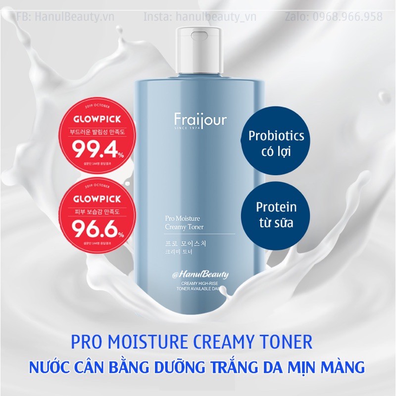 (Date 2024) Toner Sữa Cám Gạo FRAIJOUR DƯỠNG ẨM và LÀM SÁNG DA PRO MOISTURE CREAMY TONER 500ml Hàn Quốc