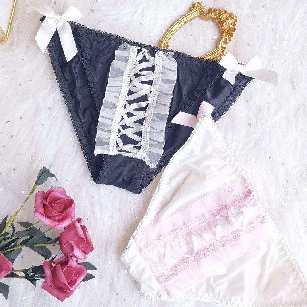 OCEANMAP Quần Lót Ren Lưng Thấp Đính Nơ Phong Cách Lolita