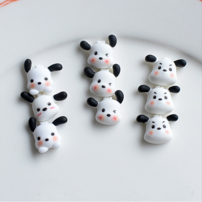 Charm chó trắng White Pupp đáng yêu vẫy tai cho các bạn trang trí bình nước, kẹp tóc, vỏ ốp điện thoại, dán Jibbitz, DIY