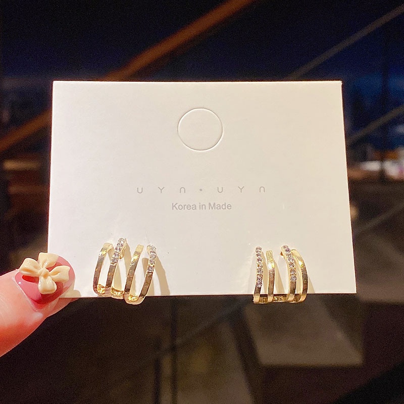 Bông tai mạ bạc 925 thiết kế hình học độc đáo