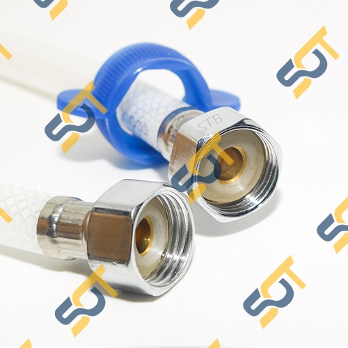 Dây nước, dây nhựa cấp nước ren trong 1/2 21 tán xoay INOX có gioăng chống rỉ kết nối nguồn nước vào vòi & sen xịt