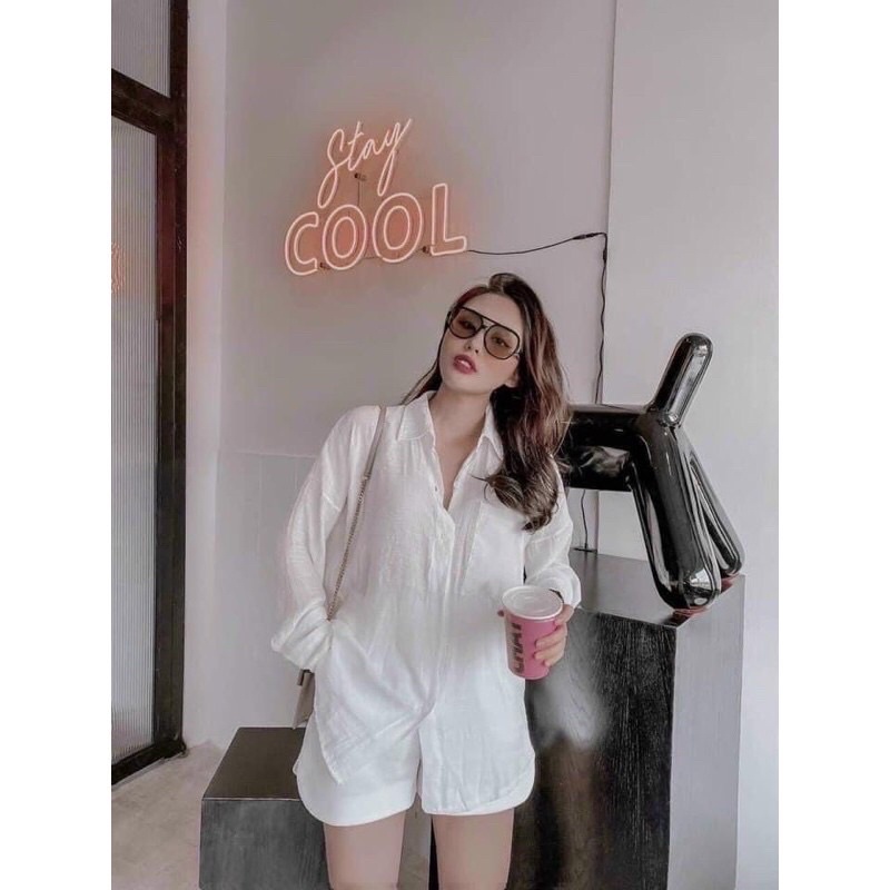[HÀNG CHUẨN] Bộ áo sơ mi đũi 1 túi +quần sort