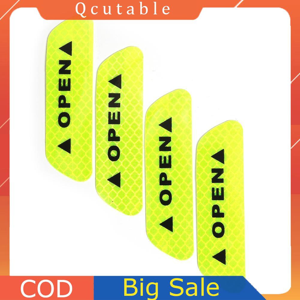 Bộ 4 miếng dán tay cầm xe hơi phản quang chữ OPEN