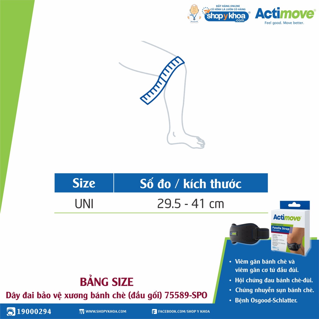 Dây đai bảo vệ xương bánh chè (đầu gối) 75589-SPO Actimove® Patella Strap