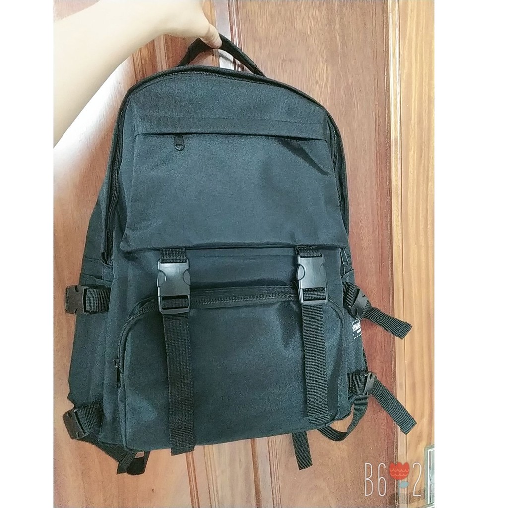 Balo ULLZANG basic BL220, balo thời trang vải oxford, nhiều ngăn có khóa nhựa song long