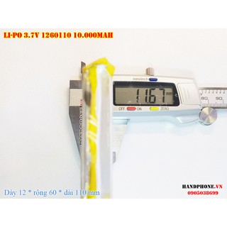 Pin Li-Po 3.7V 10000mAh 1260110 (Li-Polymer) cho pin dự phòng, Laptop, Loa Bluetooth, camera, định vị GPS