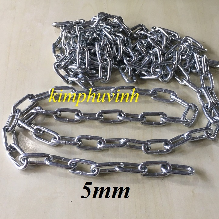 01 Kg - DÂY XÍCH CHỊU LỰC 5LY - DÂY XÍCH MẠ KẼM 5mm ( Bán theo ký)