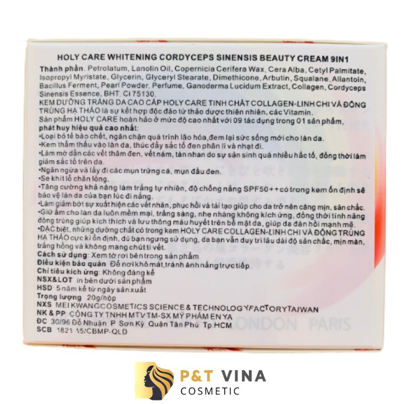 [Tặng Gel Tẩy Tế Bào Chết Holy Care] Kem Dưỡng Trắng Da Cao Cấp Holy Care 9in1 Tinh Chất Đông Trùng Hạ Thảo 20g | BigBuy360 - bigbuy360.vn