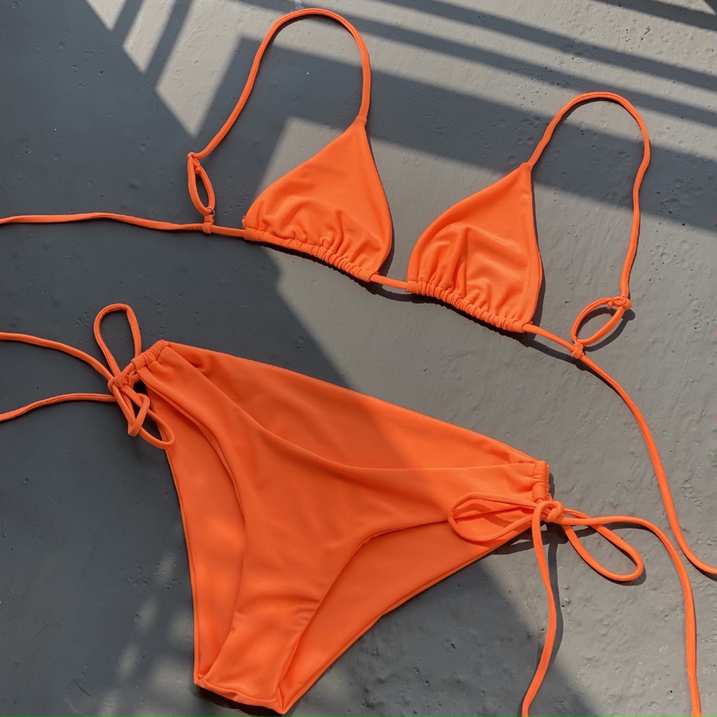 Sỉ Bikini Cao Cấp - Bikini Hai Mảnh Basic Màu Cam