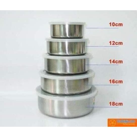 Bộ 5 bát inox đựng thực phẩm có nắp đậy đủ kích thước siêu bền