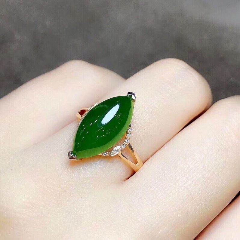 Nhẫn Mạ Bạc 925 Đính Ngọc Bích Nhân Tạo Dễ Thương Phong Cách Hàn Quốc Dành Cho Nữ