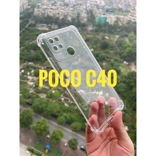 Ốp Lưng Xiaomi Poco C40 Dẻo Trong Suốt Chống Sốc Có Gù Bảo Vệ 4 Gốc