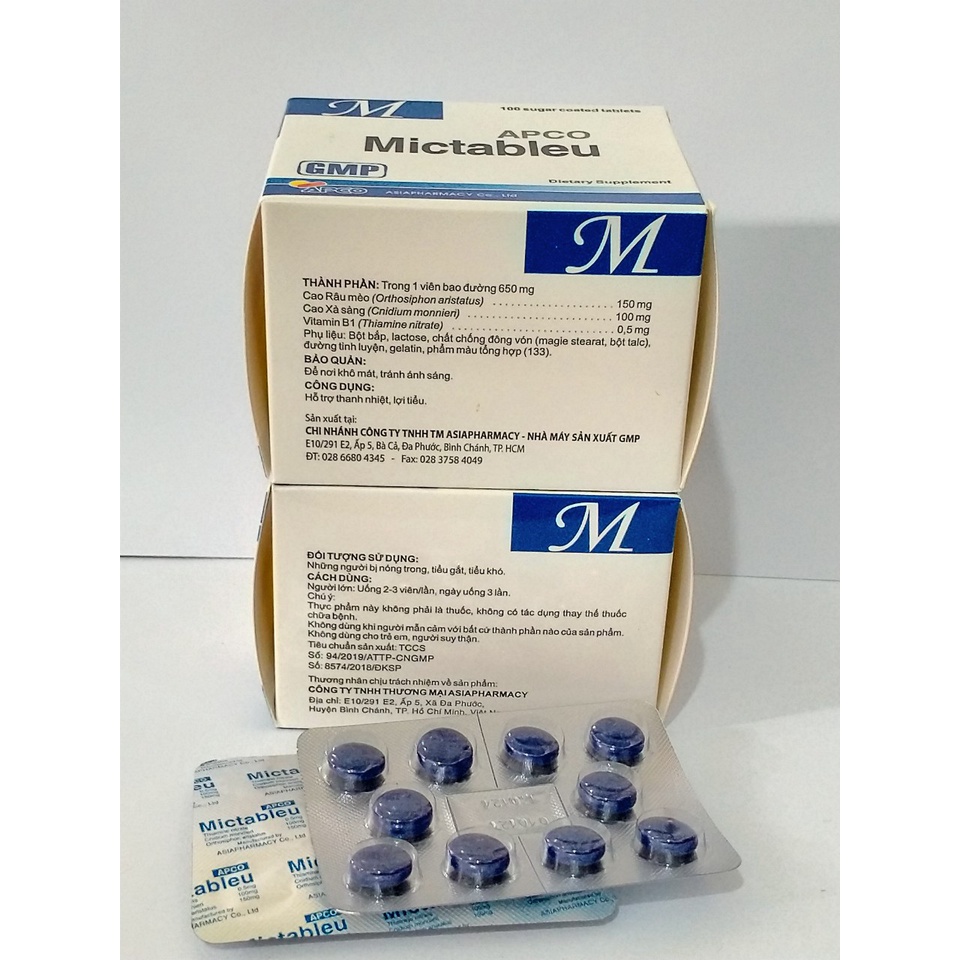 MICTABLEU Apco hộp 100 viên giúp thanh nhiệt, lợi tiểu.