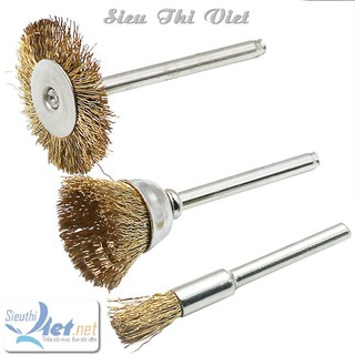Bộ 9 chổi đồng đánh bóng, tẩy gỉ mini trục 2,35mm