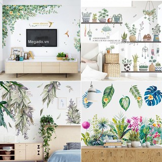 Decal dán tường, decal trang trí cây xanh, lá xanh