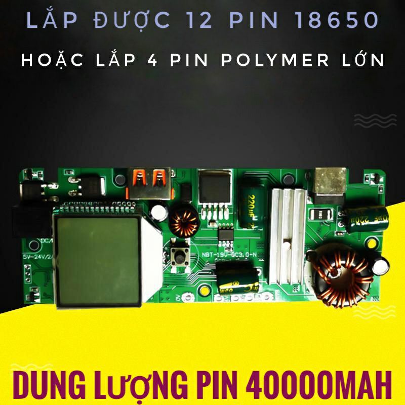 Box sạc laptop vỏ nhôm lắp 12 pin 18650 hoặc 8 pin hỗ trợ sạc nhanh QC3.0 - 150W