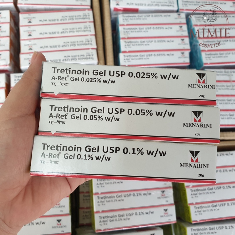 Tretinoin Aret 0.1%, 0.05%, 0.025% Giảm Mụn, Mờ Thâm, Giảm Nám, Chống Lão Hóa - Tre Gel Usp A-ret 20g (Date mới nhất)