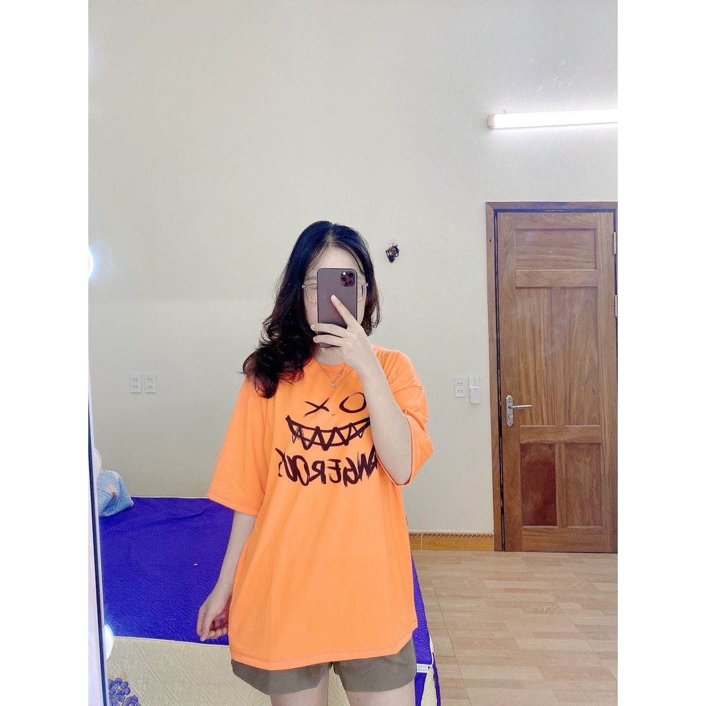 Áo phông, Áo thun unisex from rộng cổ tròn tay lỡ freesize 38-70kg - DANGER