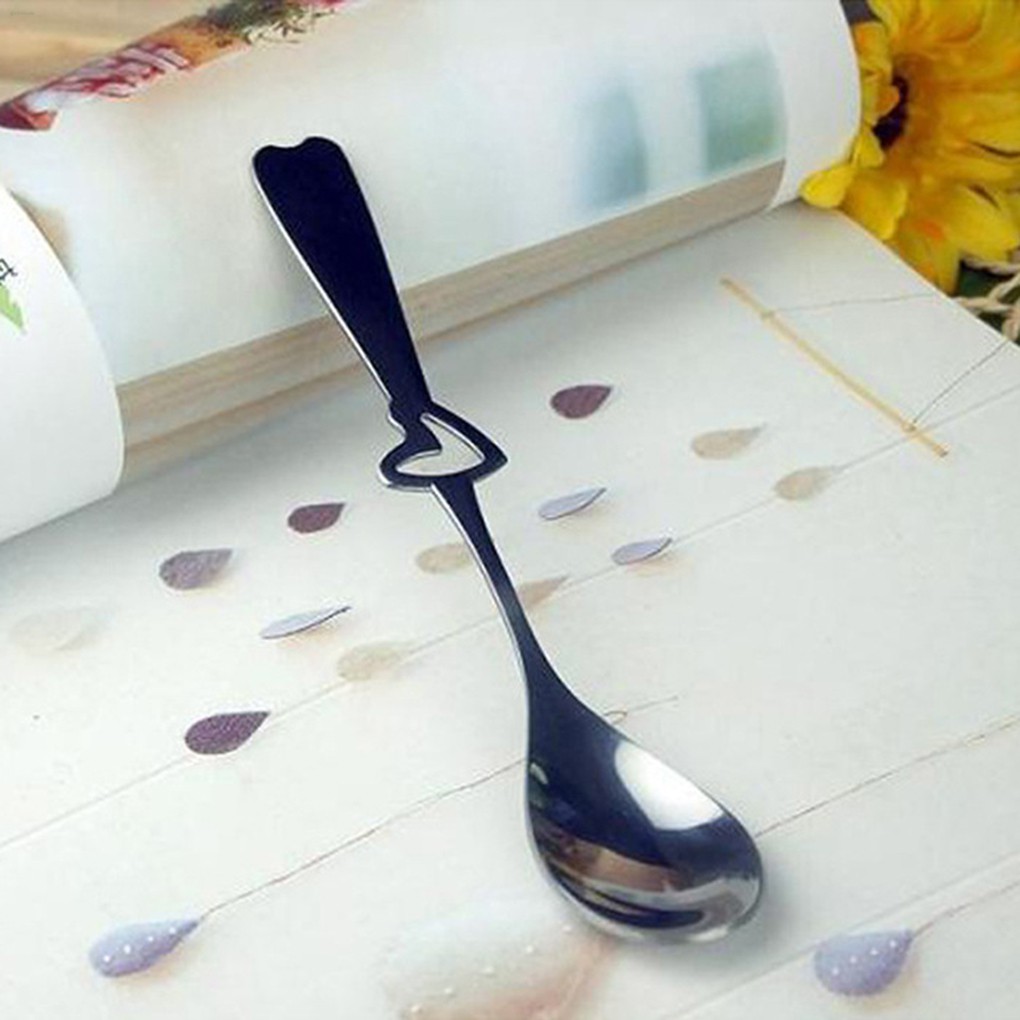 Muỗng Cà Phê Cán Dài Hình Trái Tim Bằng Thép Không Gỉ