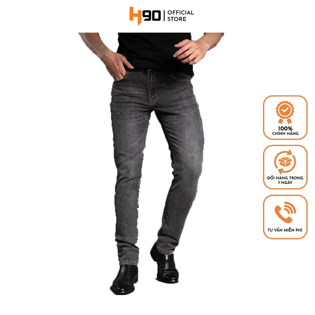 Quần jean nam cao cấp dáng ôm H90 màu chì chất co giãn trẻ trung J080