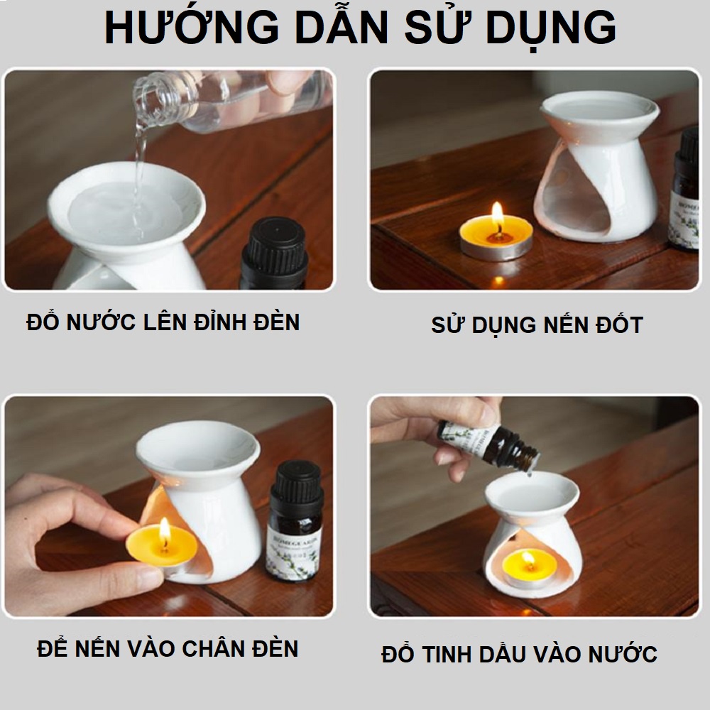 Đèn xông tinh dầu đốt nến thơm phòng đuổi muỗi Bảo hành bể vỡ (Mẫu Vẽ hoa và mẫu khác) mã 25013