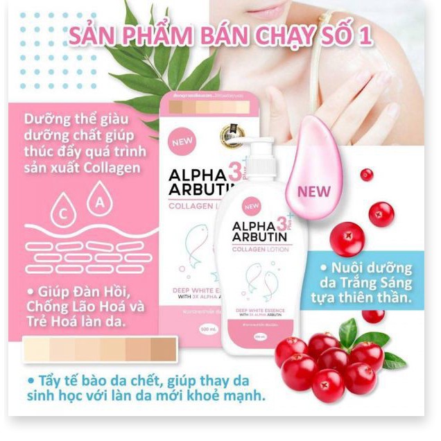 [Mã chiết khấu giảm giá mỹ phẩm chính hãng] Lotion dưỡng trắng Alpha Arbutin Collagen 3Plus – bí quyết của hotgirl Thái