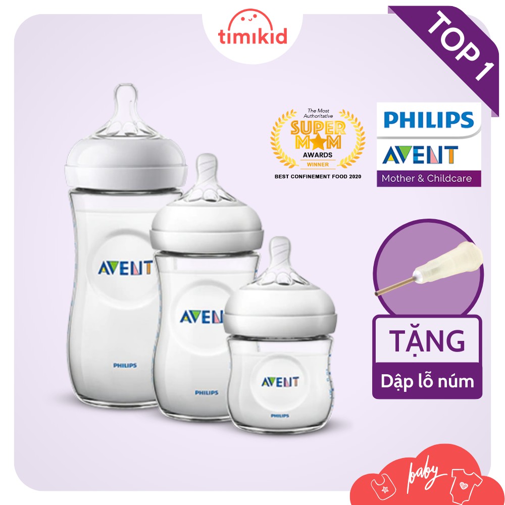 [CHÍNH HÃNG] Bình Sữa Philips Avent Nature Cổ Rộng Cho Bé 125ml/260ml/330ml