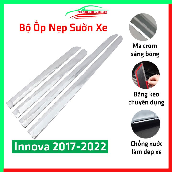 Bộ ốp nẹp sườn Innova 2017 -2020 mạ crom trang trí làm đẹp xe