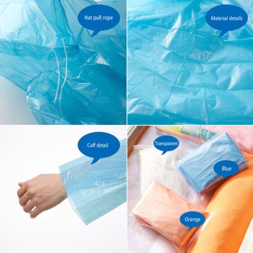 Áo mưa tiện lợi dùng một lần bằng nhựa màu trong suốt tiện lợi