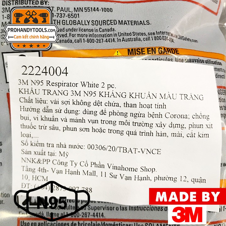 [2 Cái/Túi] Khẩu Trang 3M N95 8200 Kháng Khẩu Màu Trắng - Made In USA