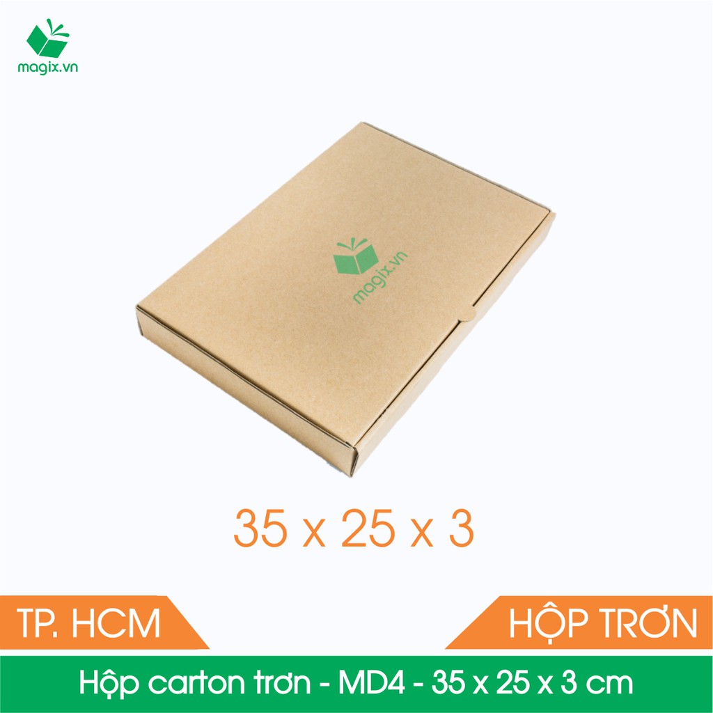 MD4 - 35x25x3 cm - 50 Thùng hộp carton + tặng 25 decal HÀNG DỄ VỠ