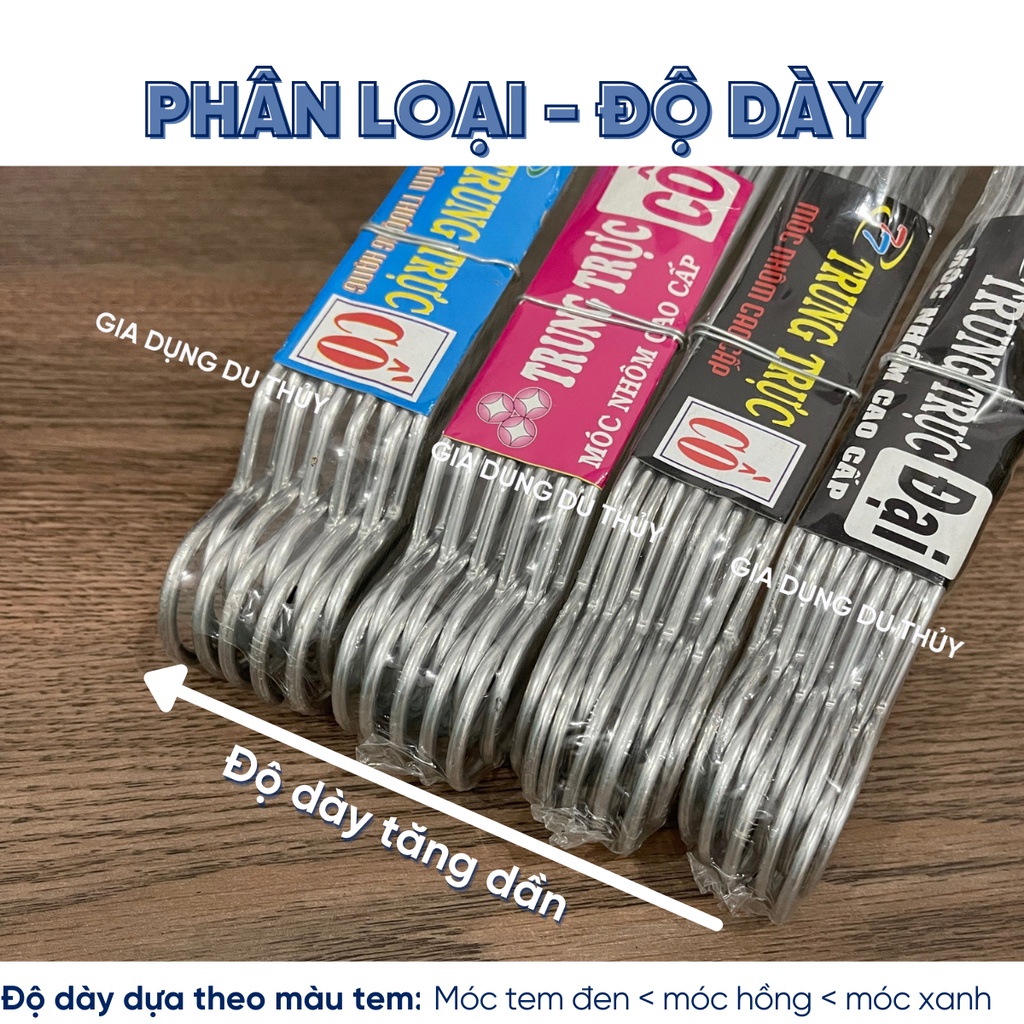 Bộ 10 móc treo quần áo người lớn, trẻ em bằng nhôm kiểu chữ c và kiểu ngấn - MÓC NHÔM TRUNG TRỰC