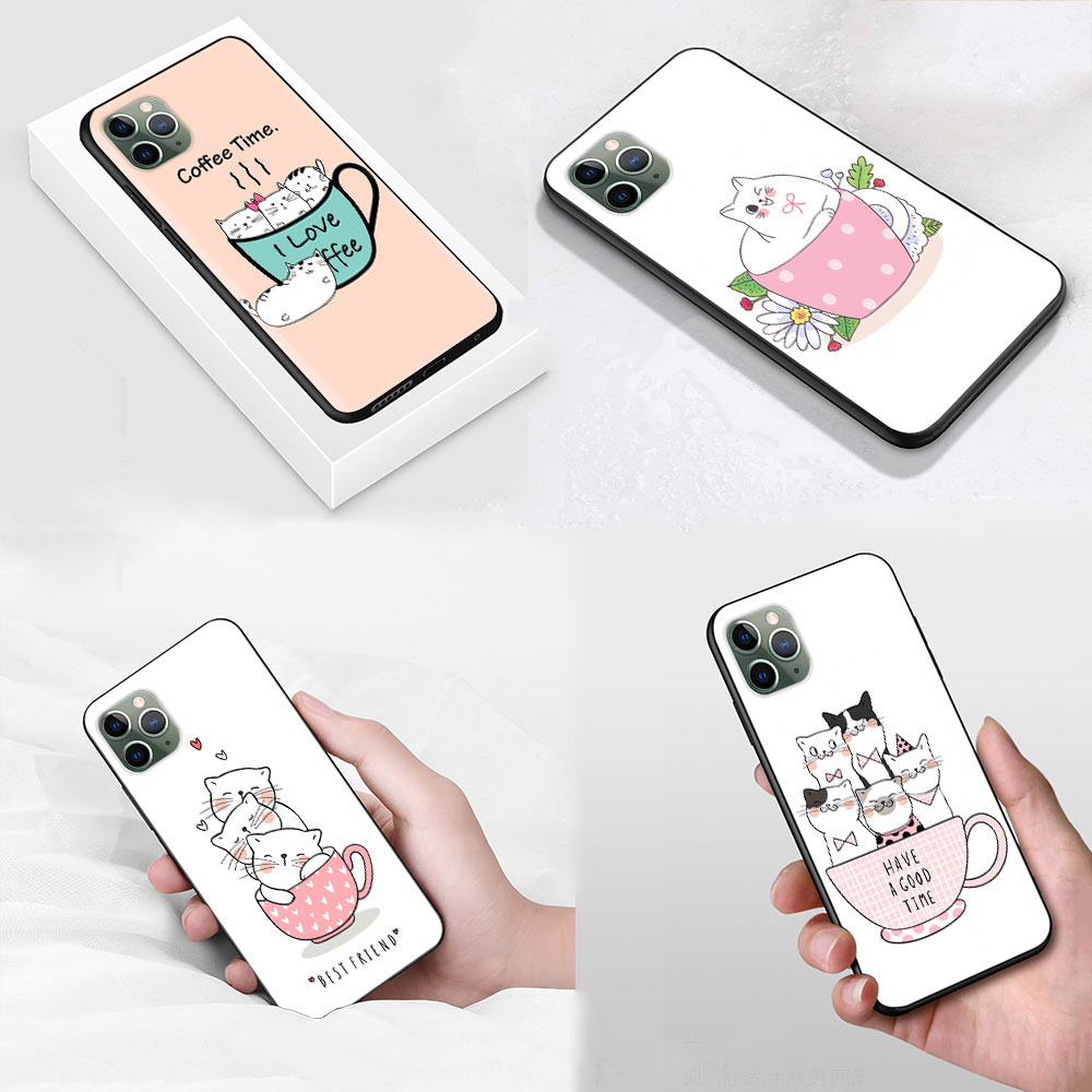Ốp Lưng Silicon Mềm S-35 Cup Cat Tương Thích Cho Samsung Galaxy M10 A7 A6 A8 A9 J6 J8 Plus